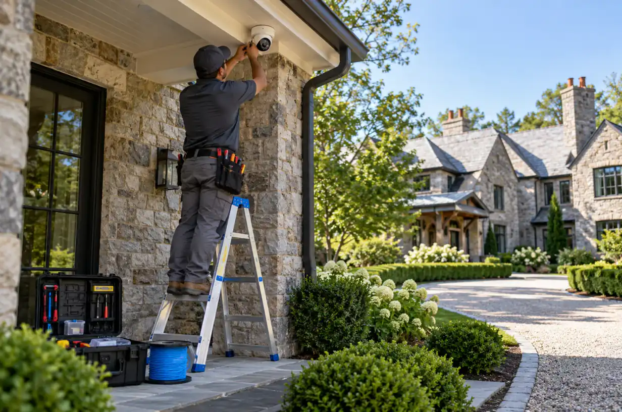 Luxury Greenwich CT estate with professionally installed security cameras