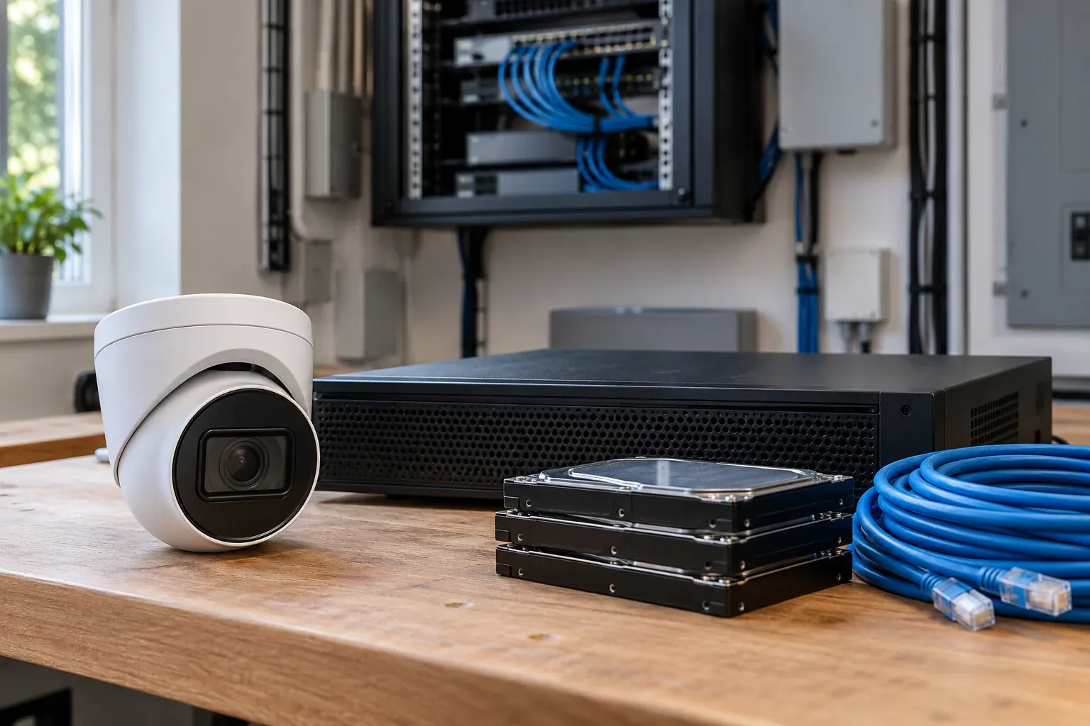 Professional 4K security camera that records to local NVR storage with no monthly fees