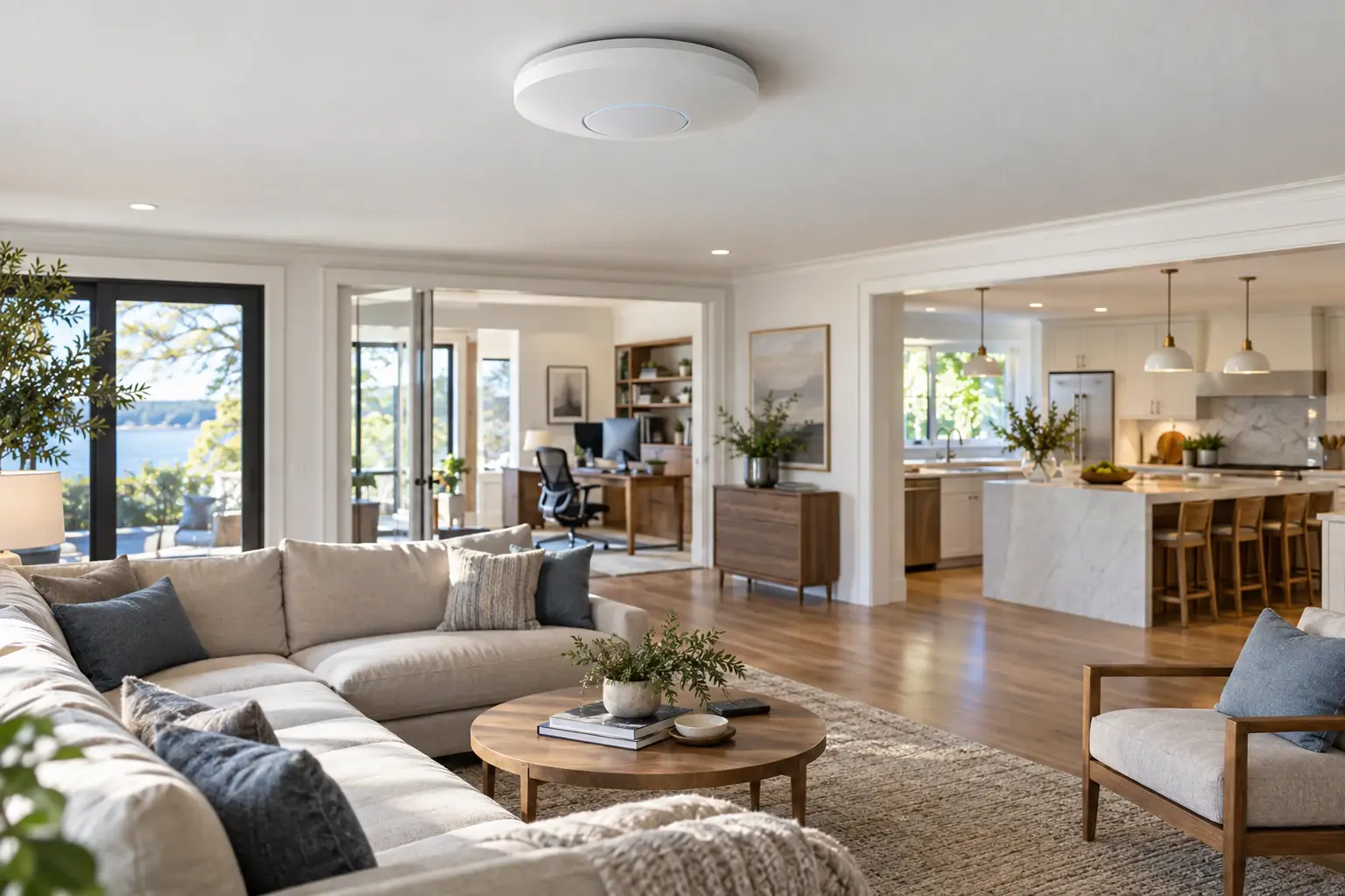 Modern Connecticut home interior with whole-home Wi-Fi 7 coverage and no dead zones