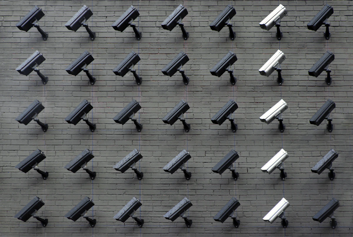 Professional security camera mounted on modern building exterior